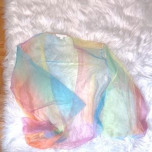 Multi-colored sheer shirt front tie